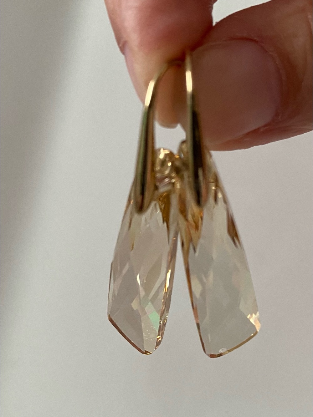 Swarovski Gold-Tone Champagne Crystal Teardrop Earrings